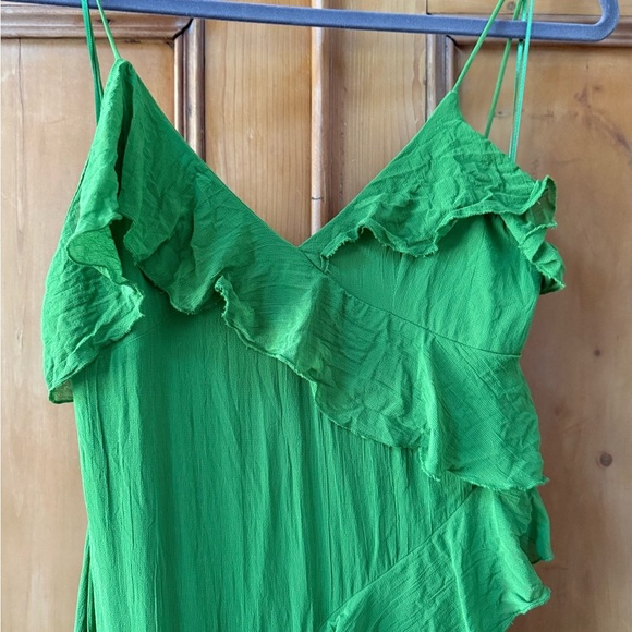 Mango Green ruffled Asymmetrical Dress - Picture 2 of 10